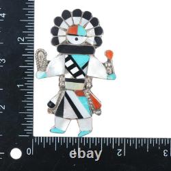 Frank Lahaleon Zuni sterling silver Kachina pendant/pin channel inlay Frank Lahaleon Zuni sterling silver Kachina pendant/pin channel inlay