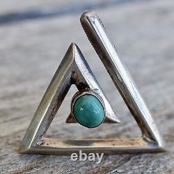 Frank Patania Inspired Pin Vintage Turquoise Sterling Silver Modern Southwest