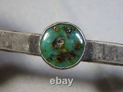 Fred Harvey Era NAVAJO Natural FOX Mine TURQUOISE Coin Silver 3.75 ARROW Pin