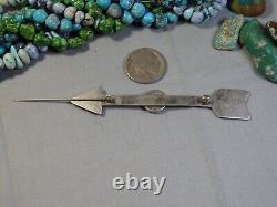 Fred Harvey Era NAVAJO Natural FOX Mine TURQUOISE Coin Silver 3.75 ARROW Pin