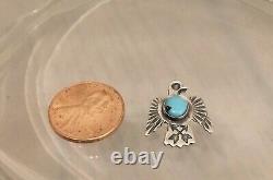 Fred Harvey Era Navajo Sterling Turquoise Crossed Arrows Thunderbird PIN C-Clasp