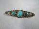 Fred Harvey Era Stamped Sterling Silver Turquoise Brooch