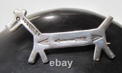 Fred Harvey Era Sterling Silver Dog Horse Pin Set of 2 Navajo Stamped Bow Arrow