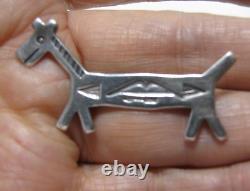 Fred Harvey Era Sterling Silver Dog Horse Pin Set of 2 Navajo Stamped Bow Arrow