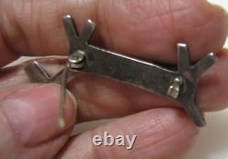 Fred Harvey Era Sterling Silver Dog Horse Pin Set of 2 Navajo Stamped Bow Arrow