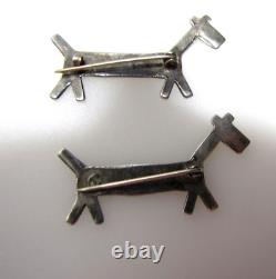 Fred Harvey Era Sterling Silver Dog Horse Pin Set of 2 Navajo Stamped Bow Arrow
