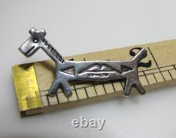 Fred Harvey Era Sterling Silver Dog Horse Pin Set of 2 Navajo Stamped Bow Arrow