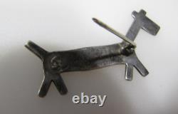 Fred Harvey Era Sterling Silver Dog Horse Pin Set of 2 Navajo Stamped Bow Arrow