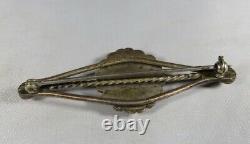 Fred Harvey Era Sterling Silver Petrified Wood/Picture Agate Brooch