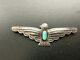 Fred Harvey Era Sterling & Turquoise Thunderbird Pin Brooch Stamped