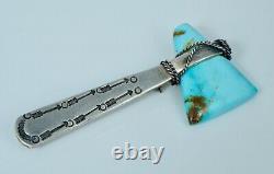 Fred Harvey Sterling Navajo Turquoise Tomahawk Axe Native American Pin Brooch