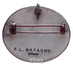 Fred & Lolita Natachu Zuni Sterling Silver Turquoise Sun Face Pendant Brooch Pin