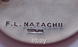 Fred & Lolita Natachu Zuni Sterling Silver Turquoise Sun Face Pendant Brooch Pin