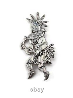 Freddy Charley Navajo Native American Sterling Silver Kachina Dancer Pin Pendant