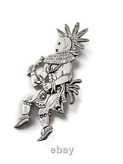 Freddy Charley Navajo Native American Sterling Silver Kachina Dancer Pin Pendant