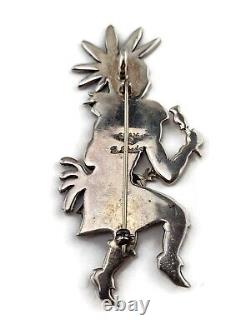 Freddy Charley Navajo Native American Sterling Silver Kachina Dancer Pin Pendant