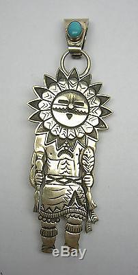 Freddy F. Charley Navajo Sterling Silver 925 Turquoise Kachina Pendant Pin Brooch