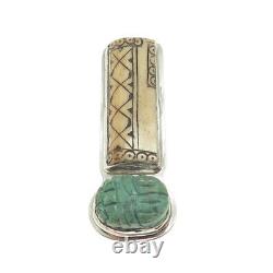 GERTIE GANADONEGRO Old Pawn 925 Sterling Silver Vintage Turquoise Pin Pendant