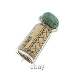 GERTIE GANADONEGRO Old Pawn 925 Sterling Silver Vintage Turquoise Pin Pendant