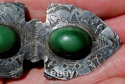 GIANT Very Old Pawn Navajo Sterling Silver & Turquoise Stones ARROWS Brooch Pin