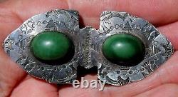 GIANT Very Old Pawn Navajo Sterling Silver & Turquoise Stones ARROWS Brooch Pin