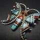 Gorgeous Vintage Zuni Sterling Silver Coral & Turquoise Butterfly Pin/brooch