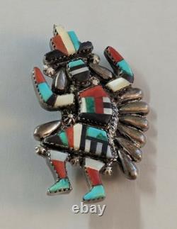 Gary Paulinus Vacit Zuni Kachina Man Dancing Brooch Pin Sterling Silver 11 grams