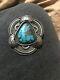 Giant Old Pawn Navajo Sterling Silver Turquoise Brooch Pin