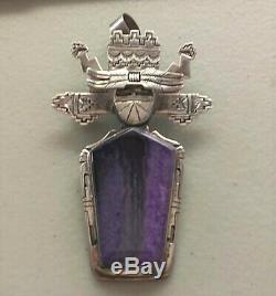 Gorgeous Bennie Ration Sterling and Sugilite Kachina Pendant/Pin