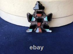 Gorgeous Old Zuni Inlay Knifewing Man Brooch / Pin