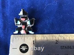 Gorgeous Old Zuni Inlay Knifewing Man Brooch / Pin