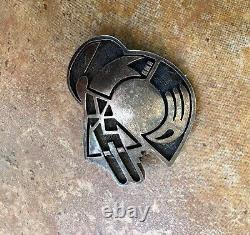 Gorgeous Vintage Hopi Brooch/Pin Sterling Silver Overlay Figural Design