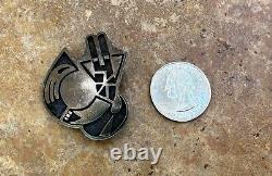 Gorgeous Vintage Hopi Brooch/Pin Sterling Silver Overlay Figural Design