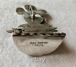 Grady Alexander Navajo Artist Sterling Statue/brooch Cow Rabbit Cactus Unique