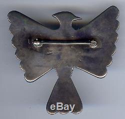 Great Vintage Native American Silver Flush Inlay Turquoise Thunderbird Pin