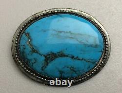 Great Vintage Navajo. 925 Sterling Silver Turquoise Native American Brooch Pin