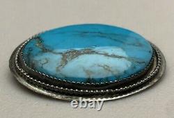Great Vintage Navajo. 925 Sterling Silver Turquoise Native American Brooch Pin