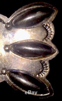 Great Vintage Navajo Coin Silver Ingot Poured Morenci Turquoise Pin
