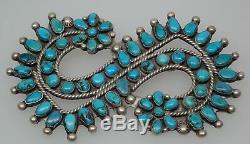 H. R. Curley Window Rock AZ Navajo Silver & Turquoise Cluster Southwest Pin