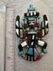 He Cellicion Zuni Native Handmade Inlay Turquoise Coral Onyx Kachina Pin Pendant