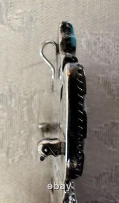 HE Cellicion Zuni Native Handmade Inlay Turquoise Coral Onyx Kachina Pin Pendant