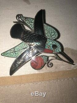 HM Coonsis Zuni Inlay Hummingbird Pin/Pendant