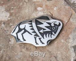 HOPI BUFFALO PIN IN STERLING SILVER by ANDERSON KOINVA-NATIVE AMERICAN