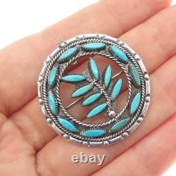 HOYD ETSATE Old Pawn 925 Sterling Silver Vintage Turquoise Floral Pin Pendant