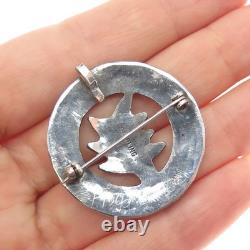 HOYD ETSATE Old Pawn 925 Sterling Silver Vintage Turquoise Floral Pin Pendant