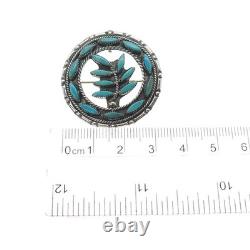 HOYD ETSATE Old Pawn 925 Sterling Silver Vintage Turquoise Floral Pin Pendant