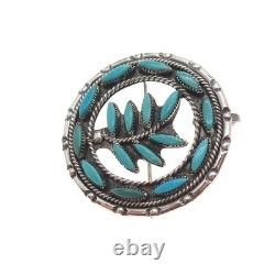 HOYD ETSATE Old Pawn 925 Sterling Silver Vintage Turquoise Floral Pin Pendant