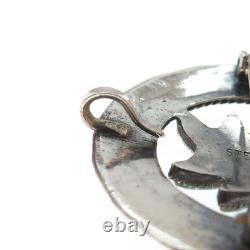 HOYD ETSATE Old Pawn 925 Sterling Silver Vintage Turquoise Floral Pin Pendant