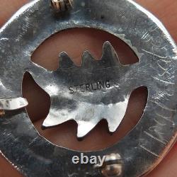 HOYD ETSATE Old Pawn 925 Sterling Silver Vintage Turquoise Floral Pin Pendant