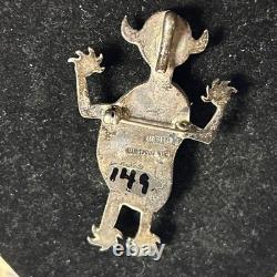 HTF RJ Apacheto Sterling Kachina Pendant/Pin Spiderweb Turquoise